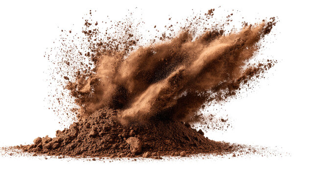Exploding pile of brown powder