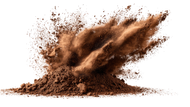 Exploding pile of brown powder