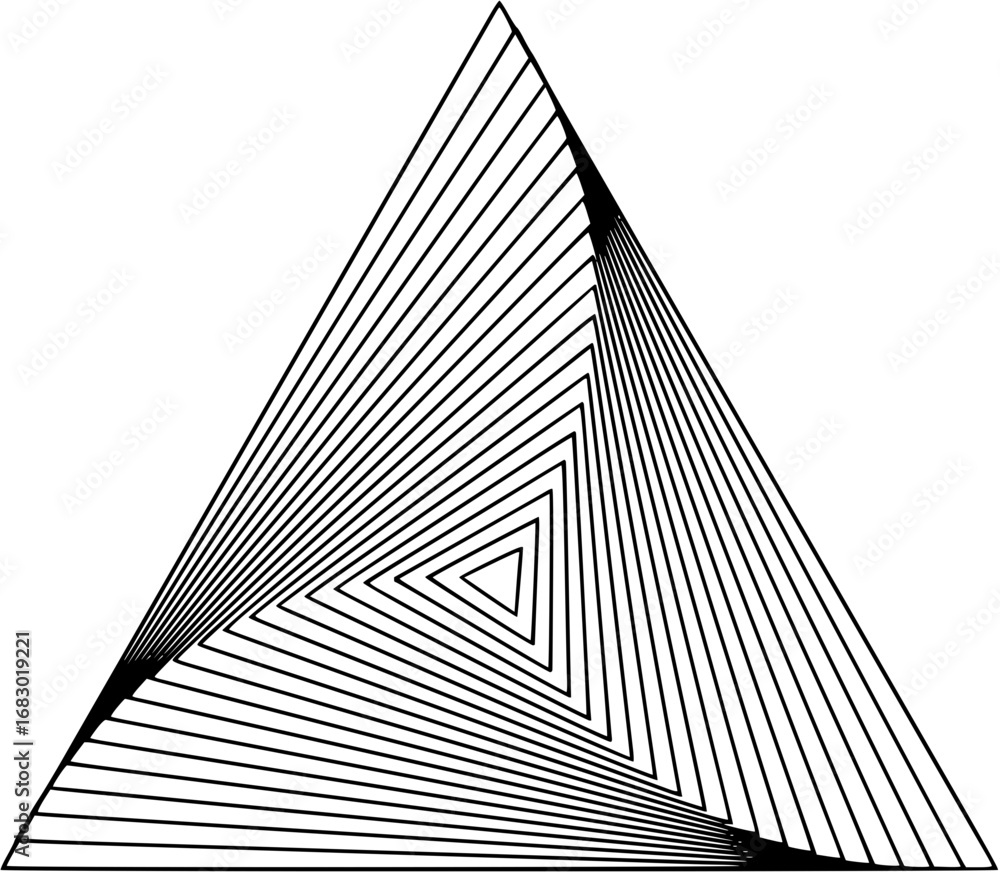Poster mesmerizing optical illusion creates depth with converging triangular lines, a dynamic abstract desi