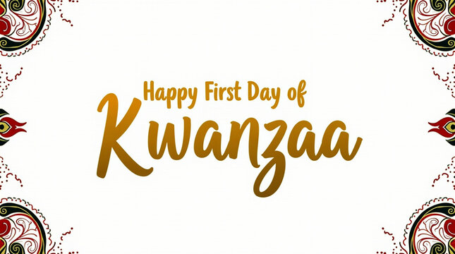 Celebrate the first day of kwanzaa with this festive design, featuring elegant patterns and a warm golden inscription of happy first day of kwanzaa isolated on white background - Powered by Adobe