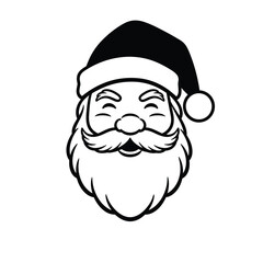 Cheerful Santa Claus face icon black silhouette vector