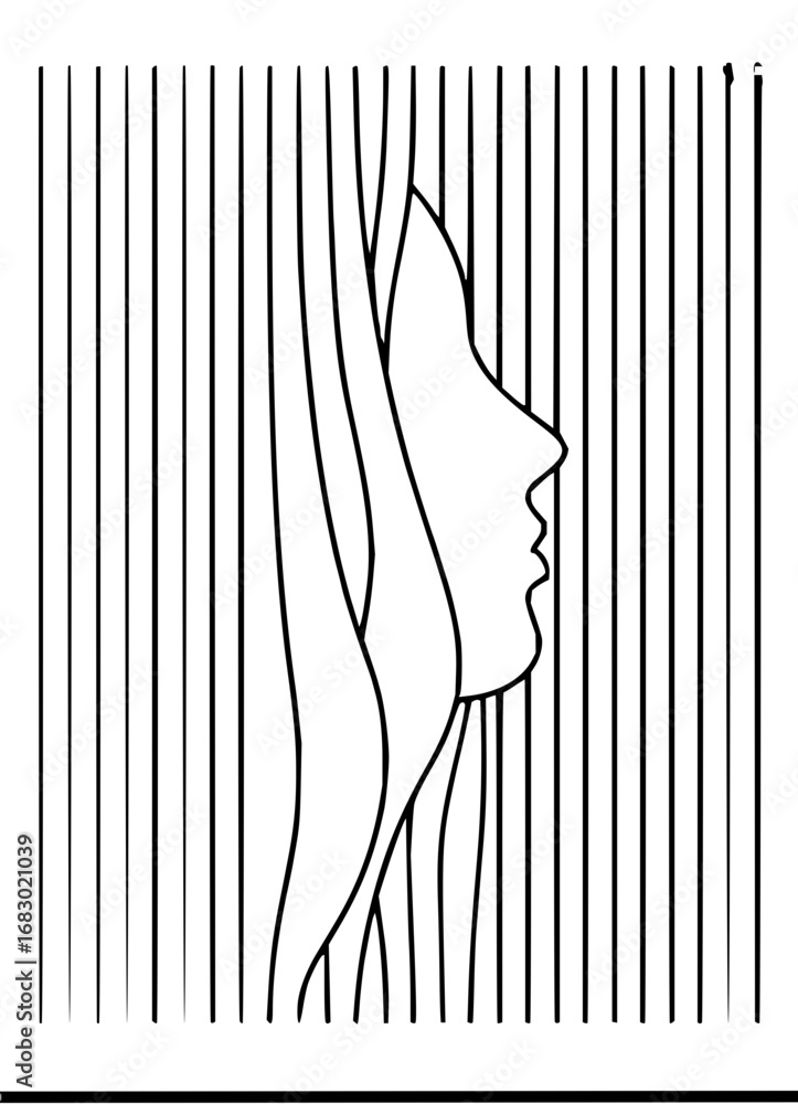 Poster elegant profile silhouette emerges from dynamic abstract line art creating a sophisticated modern ae