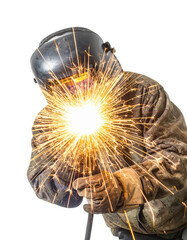 welder at work isolated on transparent background
