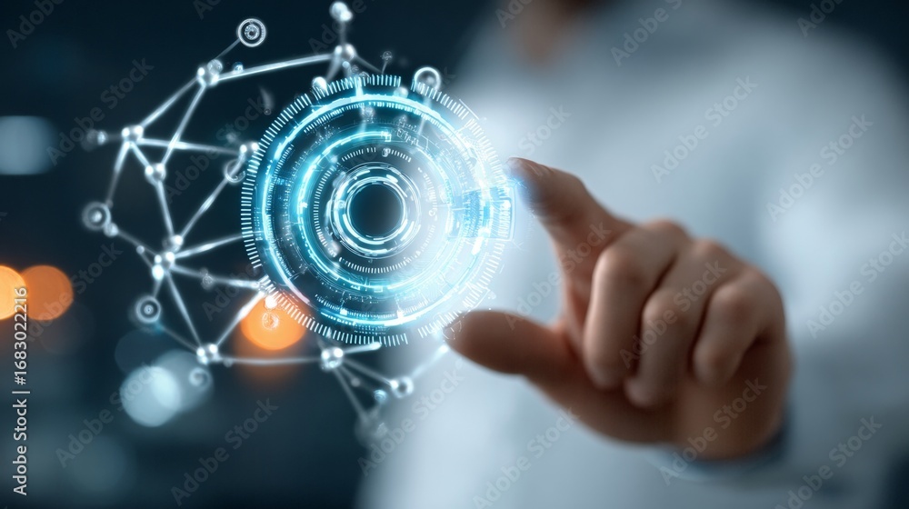 Poster futuristic interaction the synergy of advanced artificial intelligence and seamless connectivity