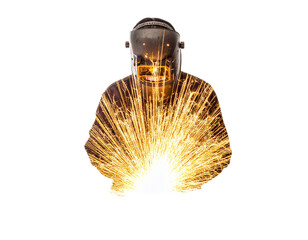 welder at work isolated on transparent background