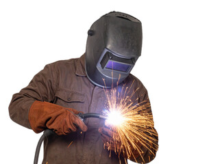 welder at work isolated on transparent background