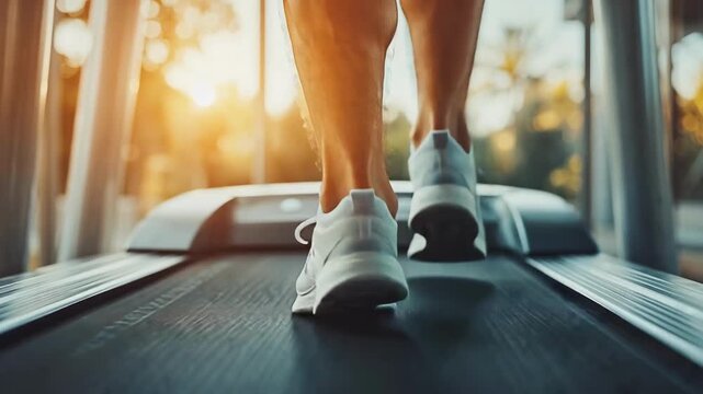 A person running on a treadmill in a well-lit gym, highlighting the effort involved in maintaining fitness and health during exercise activities.