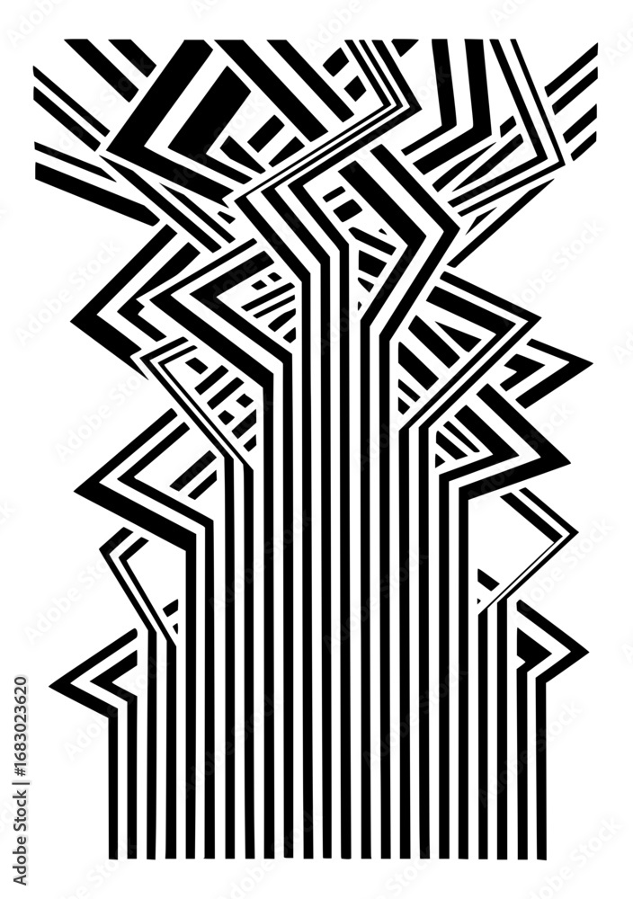 Poster dynamic abstract geometric pattern with sharp lines and angular shapes creates modern visual energy