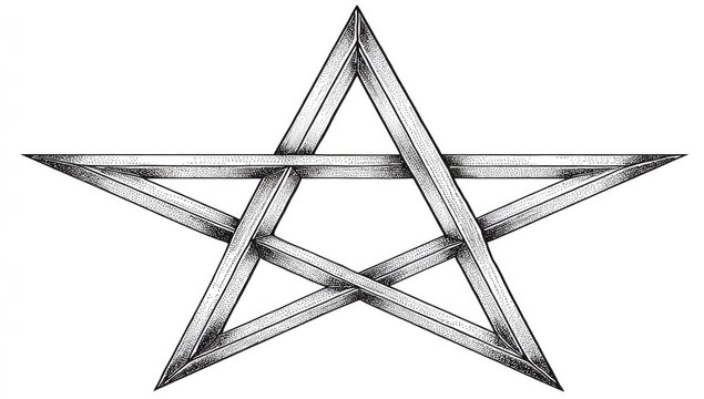 Intricate, symmetrical five-pointed star design with overlapping lines creating a 3D illusion