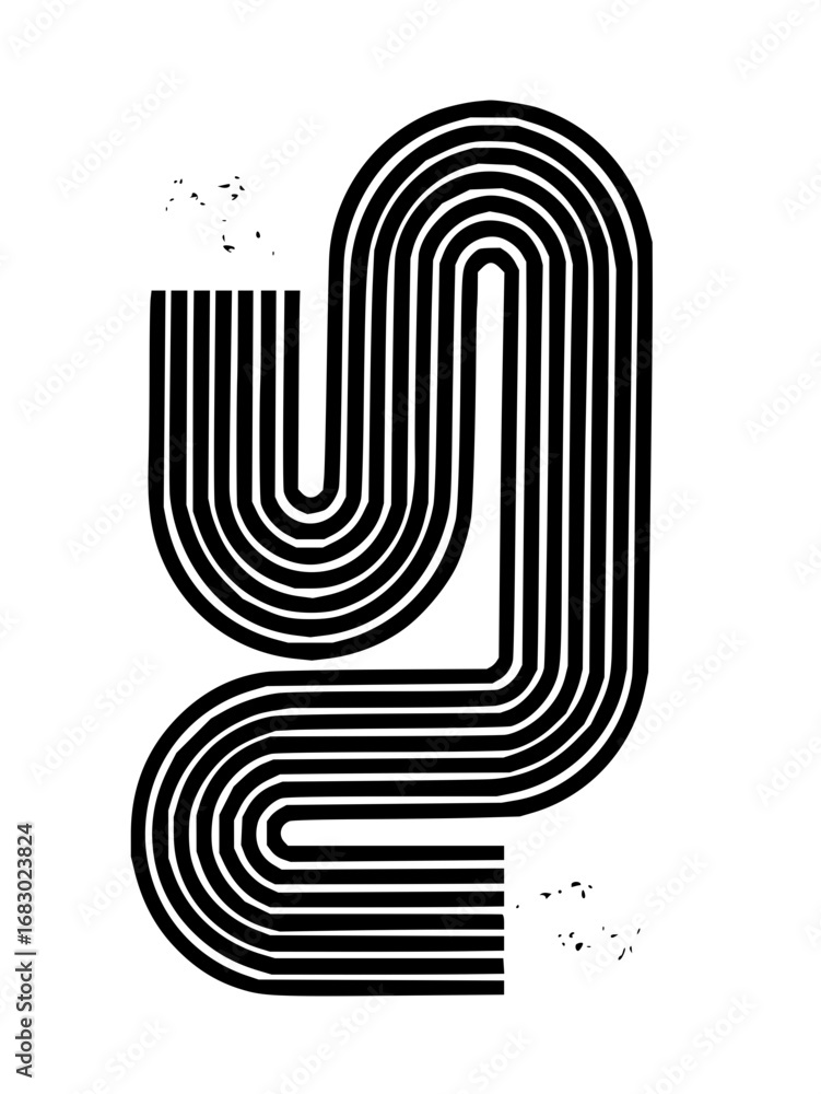 Poster modern abstract art with bold black lines creating a dynamic, rhythmic pattern for graphic design.