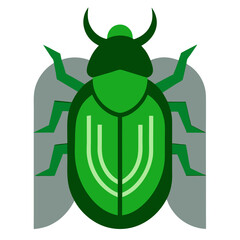 Green scarab beetle on a stone vector on white background.