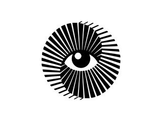 Modern abstract eye logo design with radial lines symbolizing vision and insight