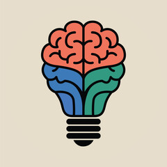 Brainstorming Concept Brain Shaped Lightbulb Symbolizing Ideas and Creativity with Colorful Design and Creative Thought Process