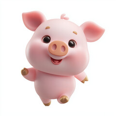 Fototapeta premium 3D Pig Walking On White