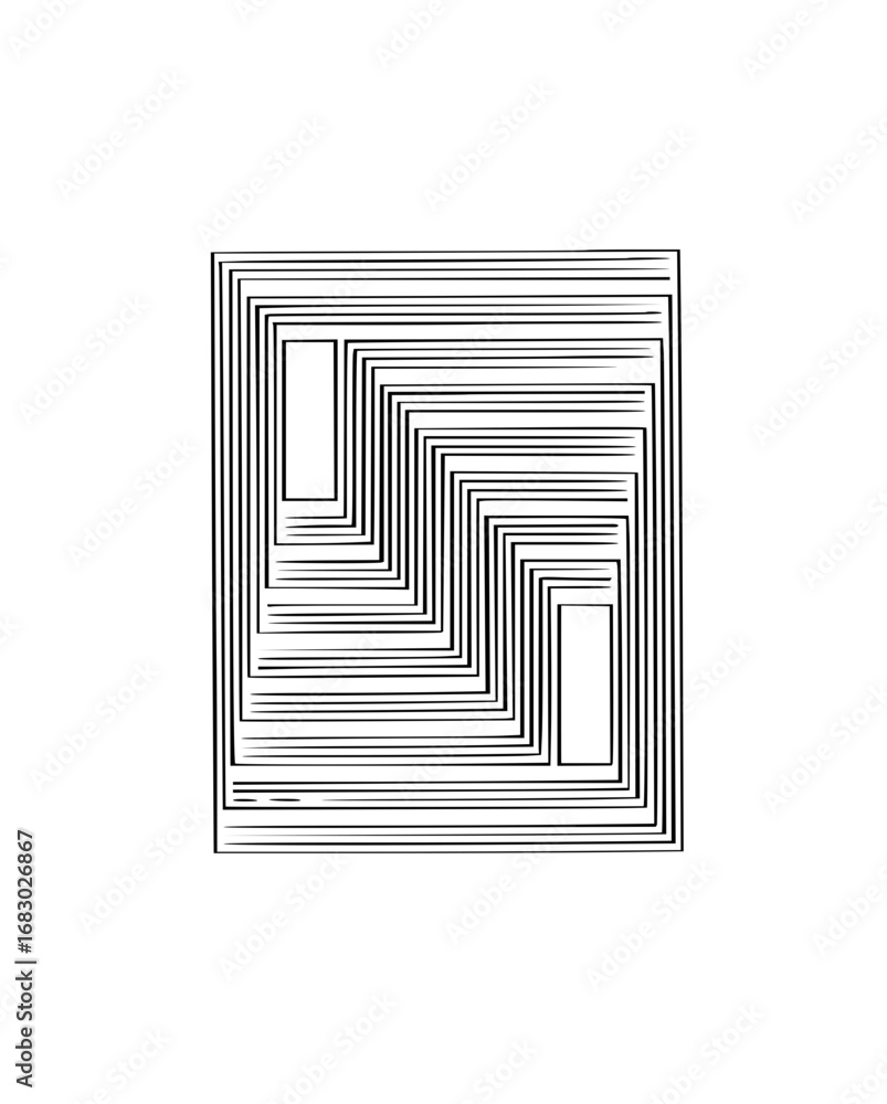 Poster captivating optical illusion design with repeating geometric shapes and clean lines
