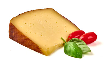 Cheese, Tomato, Basil, isolated on white background