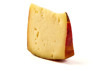 Washed rind cheese, isolated on white background