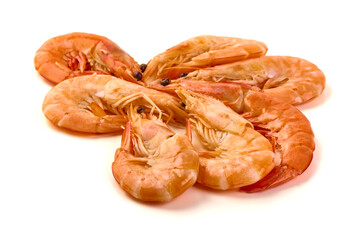 Cooked Shrimp with Peppercorns, isolated on white background