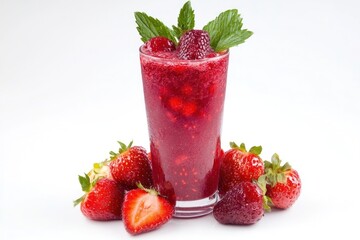 Refreshing strawberry smoothie with mint
