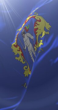 Flag of Nograd county, Hungary. Loop. 4K Vertical