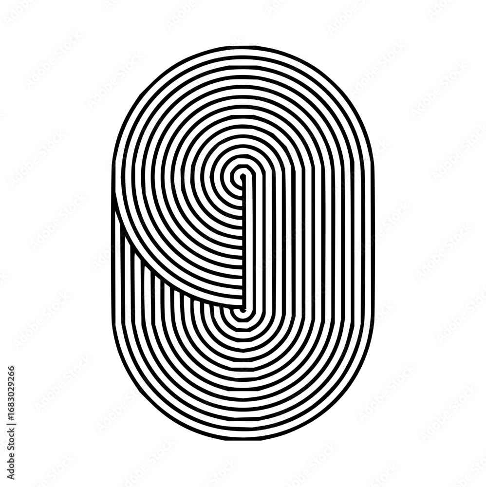 Poster modern abstract geometric design featuring concentric lines and optical illusion effects