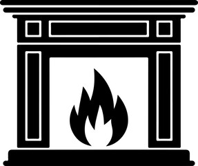 Cozy fireplace silhouette vector illustration