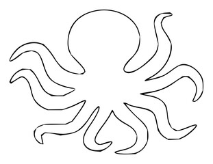 Stylized outline of an octopus with flowing tentacles, symbolizing marine life and creativity