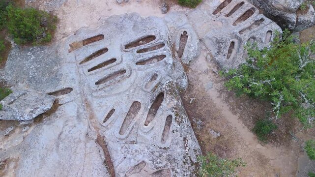 Early medieval necropolis of Cuyacabras in Quintanar de la Sierra, in the Sierra de la Demanda. Province of Burgos, Castile and Le&oacute;n, Spain. Europe