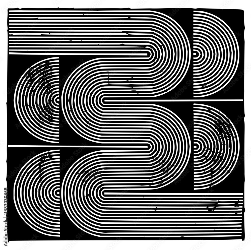 Poster dynamic abstract geometric pattern with flowing lines and bold contrast, perfect for modern design i
