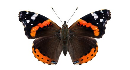 Butterfly &ndash; admiral butterfly displaying vibrant wings, ideal for nature designs and educational materials isolated on white background