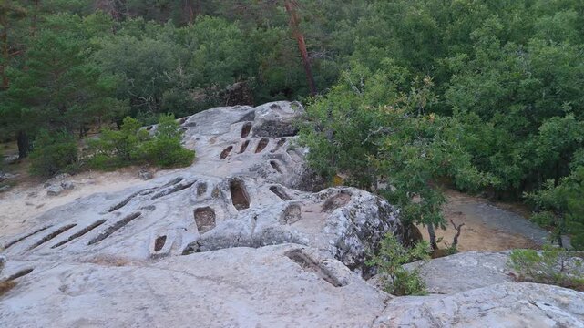 Early medieval necropolis of Cuyacabras in Quintanar de la Sierra, in the Sierra de la Demanda. Province of Burgos, Castile and Le&oacute;n, Spain. Europe