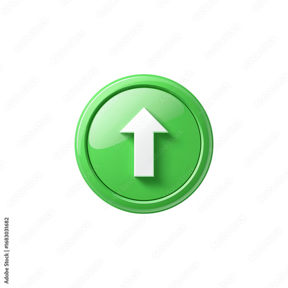 Poster 3d icon of green arrow button isolated on transparent background