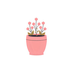 Pink Potted Plant: Illustration of a Blooming Flower in a Pink Pot