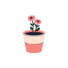 Pink Potted Flowers: A Simple Illustration of Growth and Nature