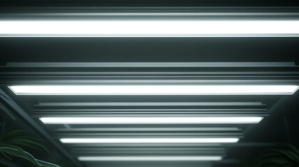 Obraz premium Rows of Fluorescent Lights in a Ceiling