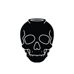 Black skull candle holder icon vector
