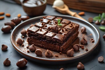 Cream Served Vanilla Ice Scoop Rich Gourmet Dessert Isolated Transparent Background Luxury Chocolate Banner Marketing Ecommerce Web Print Copy Space Template Branding Social Media Poster SEO Optimized