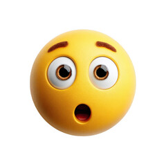 A surprised yellow emoticon with big eyes and open mouth on a black background