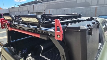 Off-Road Vehicle with Extra Lights and Tracks
