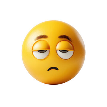Naklejki A bored yellow emoticon with heavy eyelids and downturned mouth shows tiredness or dissatisfaction