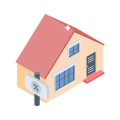 Easy to edit isometric icon of property sale