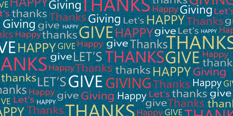 Trendy Thanksgiving poster, cover and greeting card with colorful greetings. Abstract Thanksgiving background, template for advertising, sales, websites and banners.