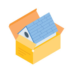 Easy to edit isometric icon of buying new home