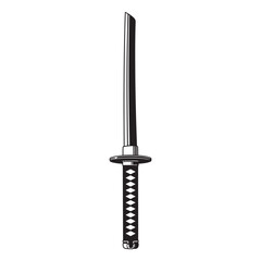 black and white vector silhouette of a samurai sword on a white background