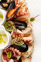 Seafood Platter with Octopus, Mussels, and Gourmet Sauce