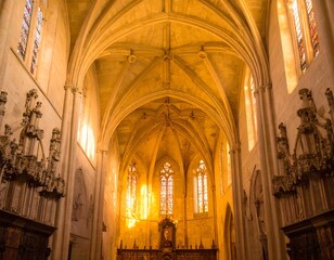 Obraz premium Sunlight-filled church interior
