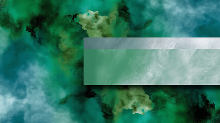 Painterly wash with organic brush textures fading from saturated emerald to pale aqua, composition balanced with a plain strip for headline placement.