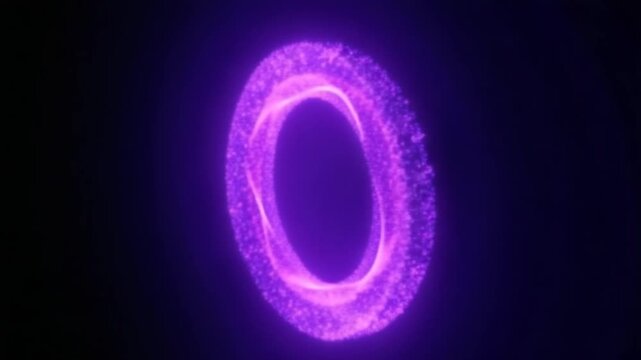 Abstract purple looped energy sphere from particles and waves of magical glowing on a dark background, video 4k, 60 fps