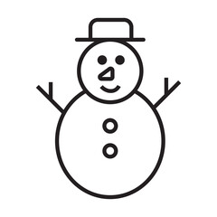Snowman Line Art Vector Icon – Minimal Winter and Christmas Holiday Illustration
