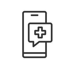 Telemedicine call outline vector icon
